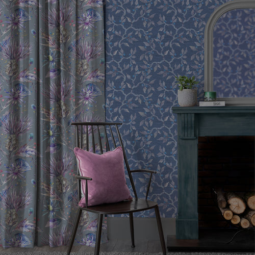 Floral Blue Wallpaper - Vesper  1.4m Wide Width Wallpaper (By The Metre) Sapphire Voyage Maison