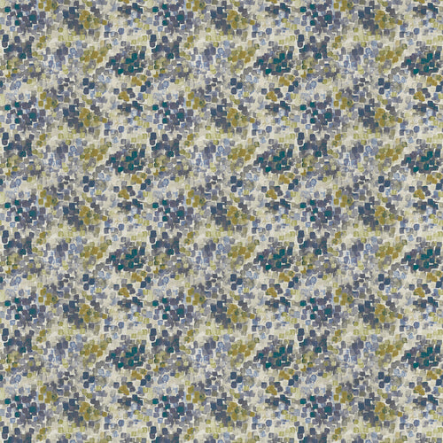 Abstract Blue Fabric - Vicente Printed Satin Fabric (By The Metre) Bluebell Voyage Maison