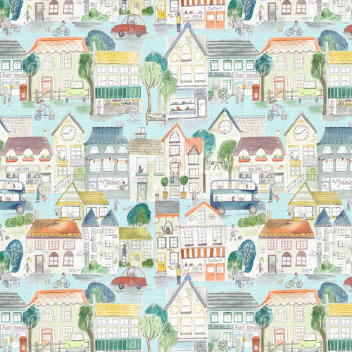 Samples - Village Streets Printed Fabric Sample Swatch Sunburst Voyage Maison