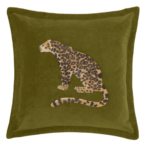 Voyage Maison Waghoba Embroidered Feather Cushion in Olive