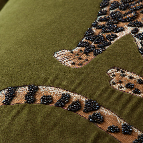 Voyage Maison Waghoba Embroidered Feather Cushion in Olive
