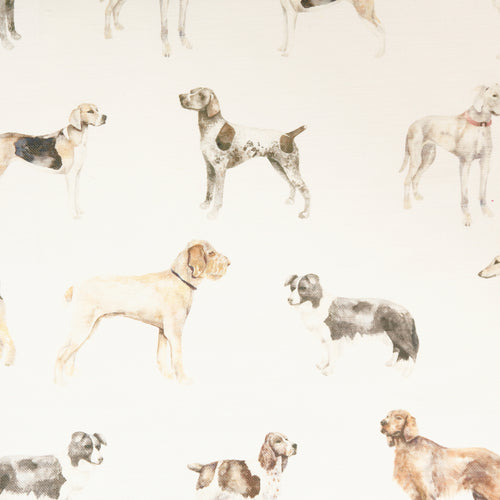 Animal Brown Fabric - Walkies Printed Linen Fabric (By The Metre) Cream Voyage Maison