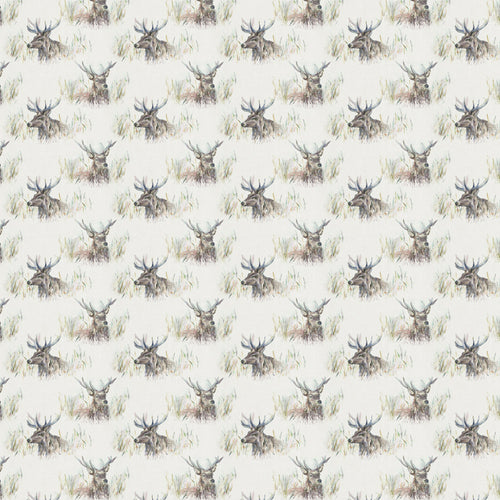 Animal Cream Fabric - Wallace Stag Printed Oil Cloth Fabric Natural Voyage Maison