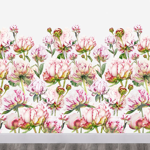 Floral Pink Wallpaper - Wall Mural Heligan  1.4m Wide Width Wallpaper (By The Metre) Fuchsia/Linen Marie Burke