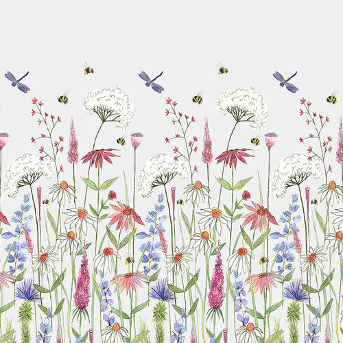 Floral Cream Wallpaper - Wall Mural Hermione  1.4m Wide Width Wallpaper (By The Metre) Linen Voyage Maison