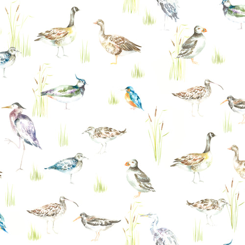 Animal Cream Wallpaper - Waterfowl  1.4m Wide Width Wallpaper (By The Metre) Linen Voyage Maison