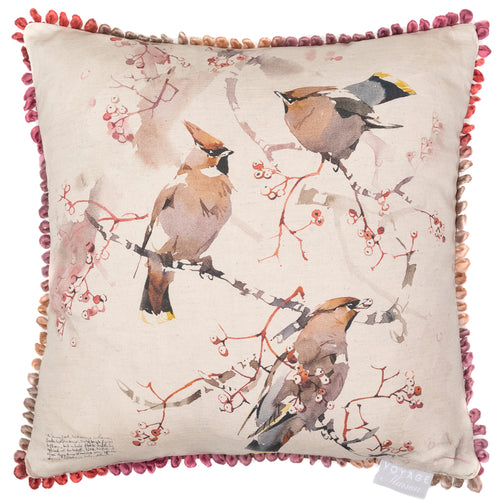 Darren Woodhead Waxwing Trio Printed Feather Cushion in Blossom