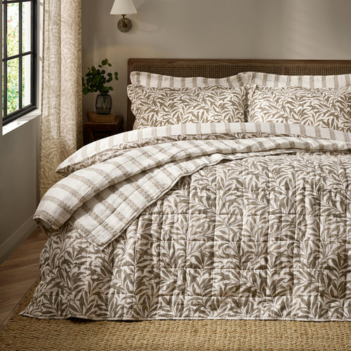 Floral Brown Bedding - Willow Boughs 100% Cotton Muslin Bedspread Natural Morris & Co