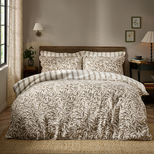 Floral Brown Bedding - Willow Boughs 100% Cotton Muslin Duvet Cover Set Natural Morris & Co