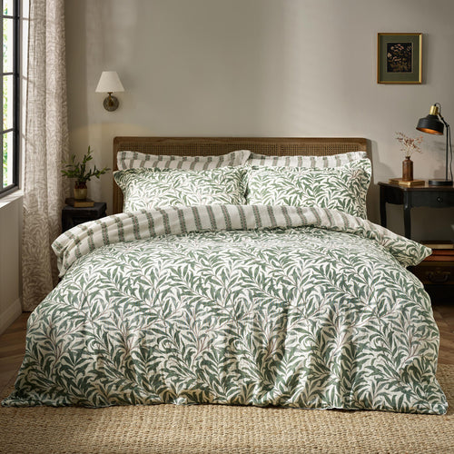 Floral Green Bedding - Willow Boughs 100% Cotton Muslin Duvet Cover Set Sage Morris & Co