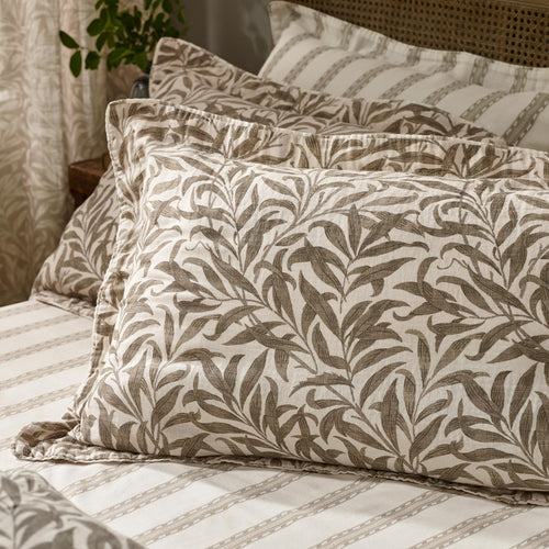 Floral Brown Bedding - Willow Boughs 100% Cotton Muslin Pillowcase Pair Natural Morris & Co