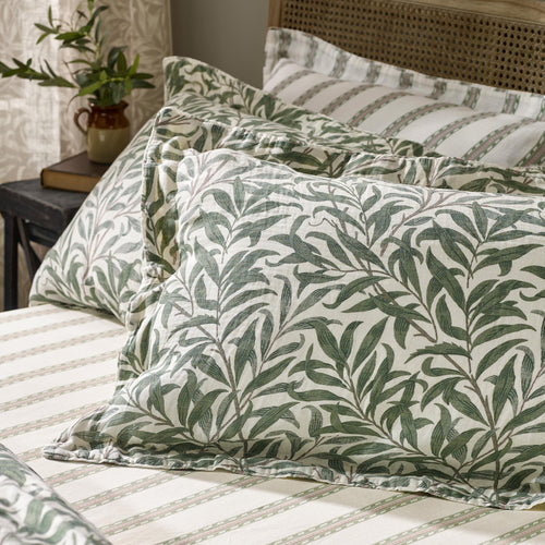 Floral Green Bedding - Willow Boughs 100% Cotton Muslin Pillowcase Pair Sage Morris & Co