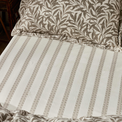 Striped Beige Bedding - Willow Boughs 100% Cotton Fitted Sheet Natural Morris & Co