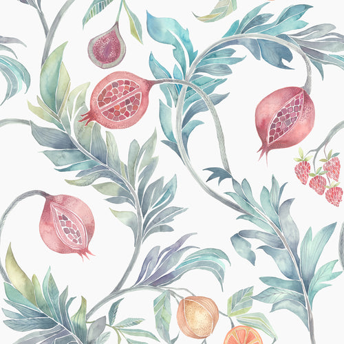 Floral Red Wallpaper - Weycroft  1.4m Wide Width Wallpaper (By The Metre) Pomegranate Voyage Maison