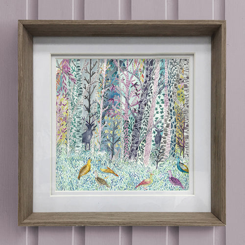 Animal Purple Wall Art - Whimsical Forest  Framed Print Nut Voyage Maison