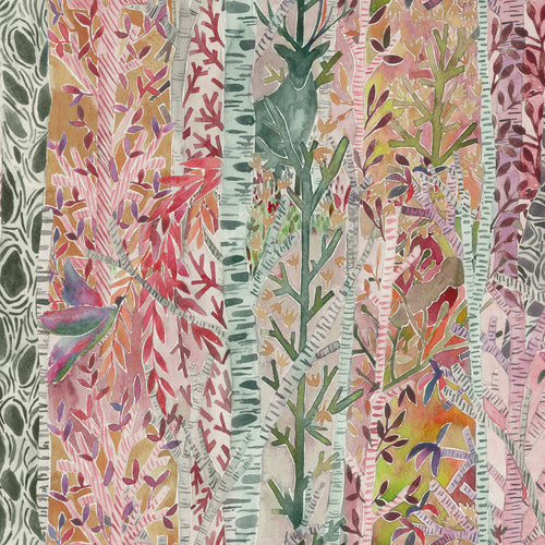 Woodland Pink Fabric - Whimsical Tale Printed Cotton Fabric (By The Metre) Blush Voyage Maison