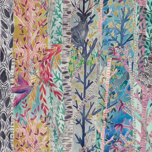 Woodland Multi Fabric - Whimsical Tale Printed Cotton Fabric (By The Metre) Dawn Voyage Maison