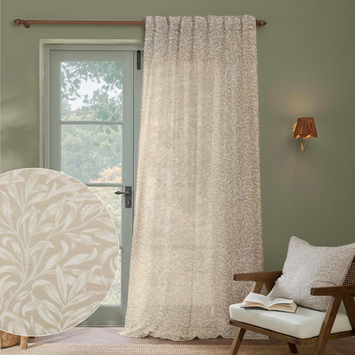 Floral Multi Curtains - Willow Boughs Sheer Curtain Panel Linen Morris & Co