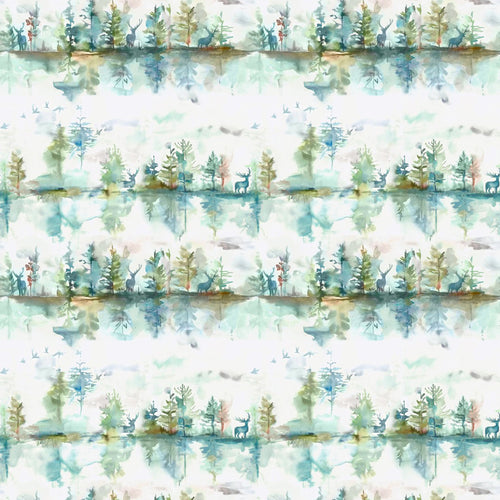 Animal Green Fabric - Wilderness Printed Cotton Fabric (By The Metre) Topaz Cream Voyage Maison