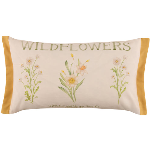 Floral Yellow Cushions - Wildflowers Printed Outdoor Polyester Filled Cushion Marigold Voyage Maison