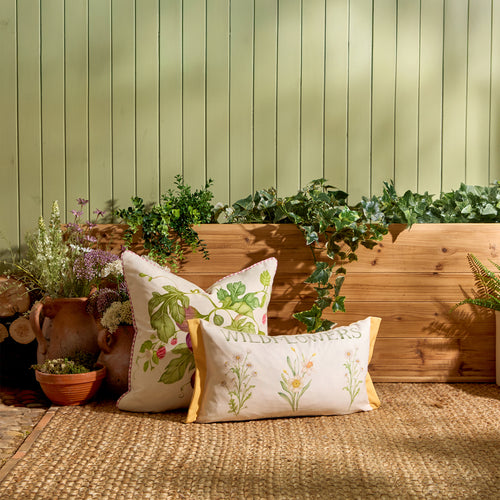 Floral Yellow Cushions - Wildflowers Printed Outdoor Polyester Filled Cushion Marigold Voyage Maison