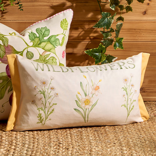 Floral Yellow Cushions - Wildflowers Printed Outdoor Polyester Filled Cushion Marigold Voyage Maison