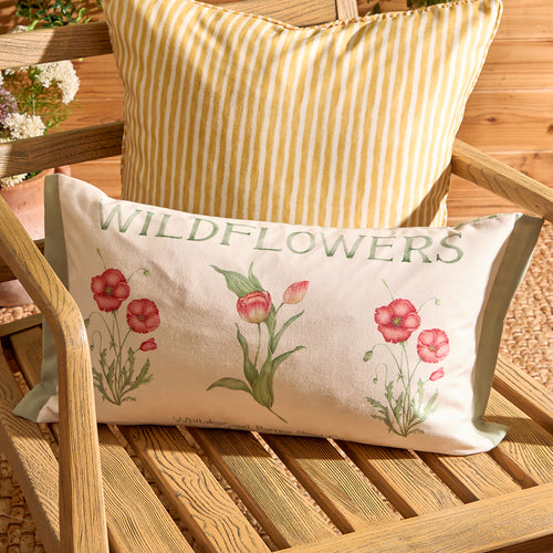 Floral Green Cushions - Wildflowers Printed Outdoor Polyester Filled Cushion Oasis Voyage Maison