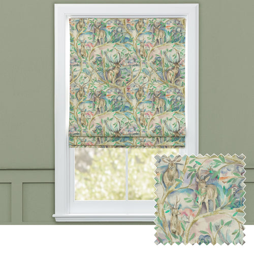 Animal Blue M2M - Winlater Printed Cotton Made to Measure Roman Blinds Teal Voyage Maison