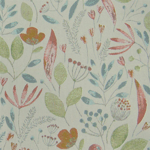 Floral Orange Fabric - Winslow Woven Jacquard Fabric (By The Metre) Autumn/Natural Voyage Maison
