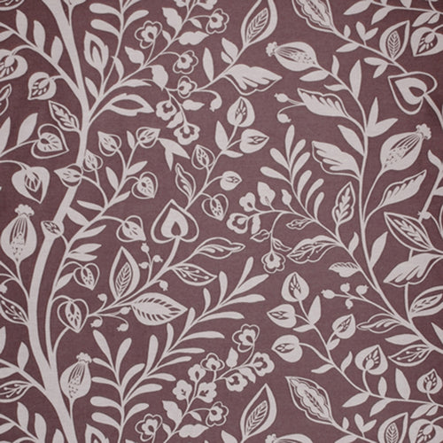 Floral Purple Fabric - Wisley Printed Woven Fabric (By The Metre) Damson Voyage Maison