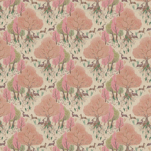 Floral Pink Fabric - Willow Woods Printed Cotton Fabric (By The Metre) Blush Voyage Maison