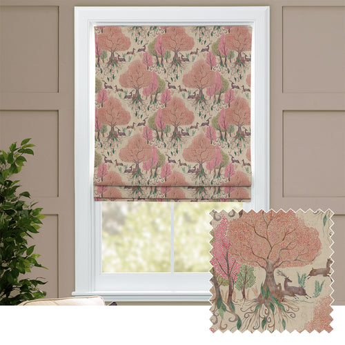 Floral Pink M2M - Willow Woods Printed Cotton Made to Measure Roman Blinds Blush Voyage Maison