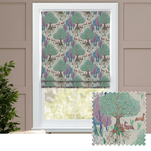 Floral Beige M2M - Willow Woods Printed Cotton Made to Measure Roman Blinds Stone Voyage Maison