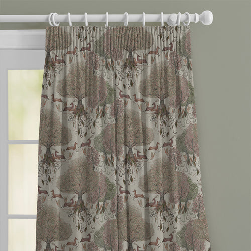 Floral Beige M2M - Willow Woods Printed Cotton Made to Measure Curtains Stone Voyage Maison
