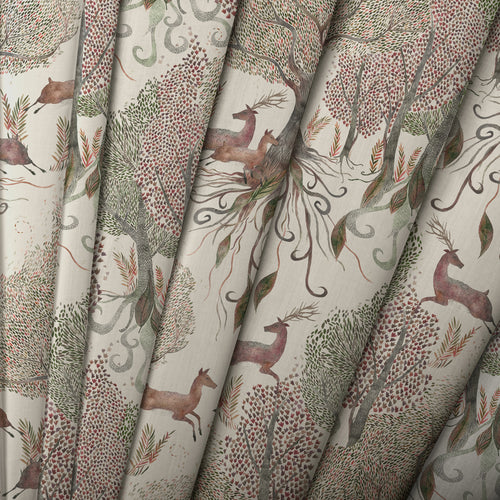 Floral Beige M2M - Willow Woods Printed Cotton Made to Measure Curtains Stone Voyage Maison