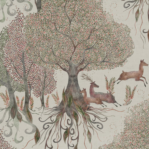 Floral Beige M2M - Willow Woods Printed Cotton Made to Measure Curtains Stone Voyage Maison