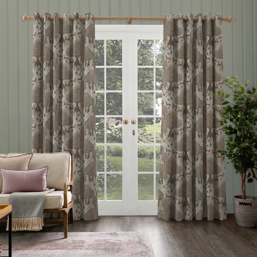 Floral Beige M2M - Willow Woods Printed Cotton Made to Measure Curtains Stone Voyage Maison