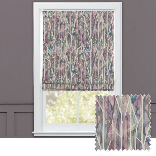 Floral Purple M2M - Woodbury Printed Cotton Made to Measure Roman Blinds Loganberry Voyage Maison