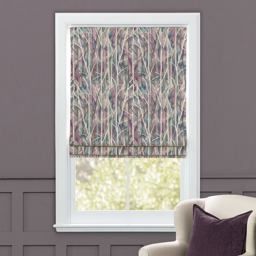 Floral Purple M2M - Woodbury Printed Cotton Made to Measure Roman Blinds Loganberry Voyage Maison