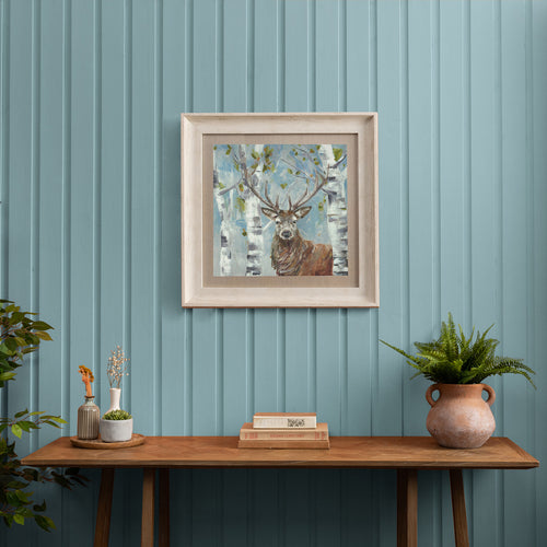 Animal Blue Wall Art - Woodland Stag Portrait Framed Print Birch Voyage Maison