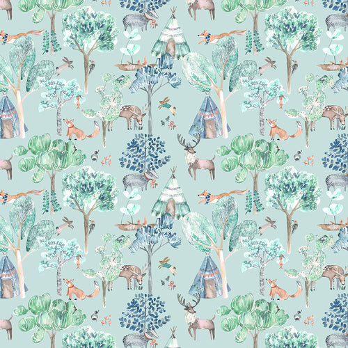 Animal Blue Wallpaper - Woodland Adventures  1.4m Wide Width Wallpaper (By The Metre) Aqua Voyage Maison