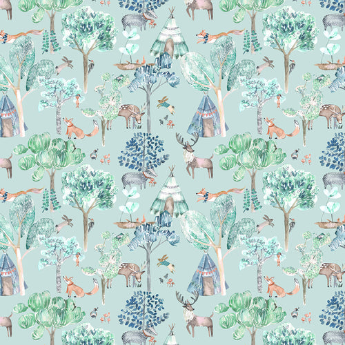 Animal Blue Wallpaper - Woodland Adventures  1.4m Wide Width Wallpaper (By The Metre) Aqua Voyage Maison