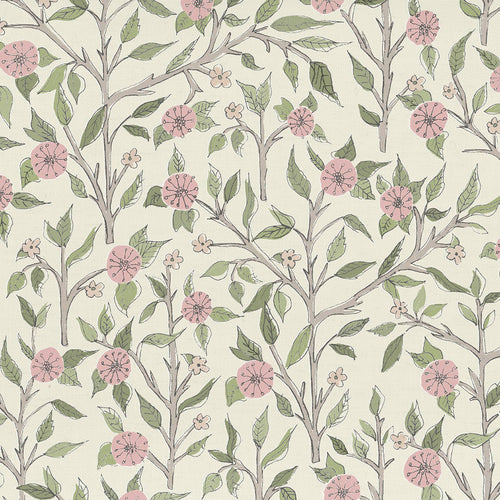 Floral Green Fabric - Yamuna Printed Cotton Fabric (By The Metre) Blush Voyage Maison