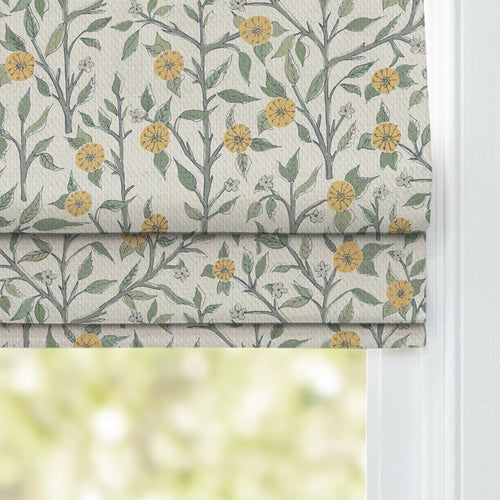 Floral Yellow M2M - Yamuna Printed Cotton Made to Measure Roman Blinds Marigold Voyage Maison