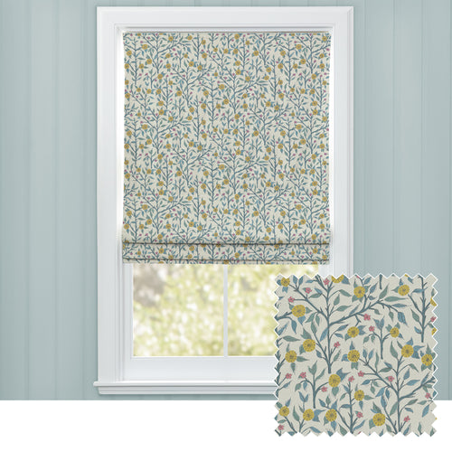 Floral Green M2M - Yamuna Printed Cotton Made to Measure Roman Blinds Teal Voyage Maison