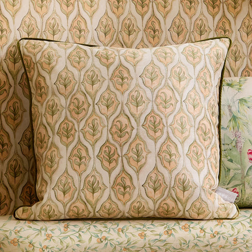 Geometric Orange Cushions - Zephyr Printed Velvet Feather Filled Cushions Lotus Voyage Maison