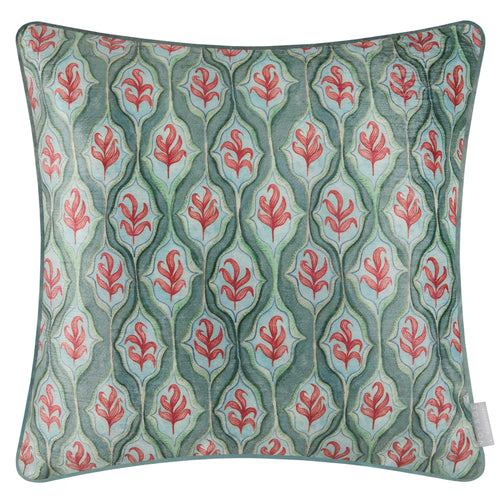 Geometric Green Cushions - Zephyr Printed Velvet Feather Filled Cushions Oasis Voyage Maison