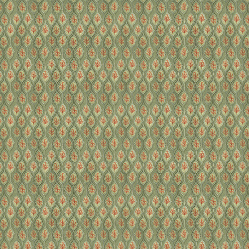 Geometric Green Fabric - Zephyr Printed Cotton Fabric Moss Voyage Maison