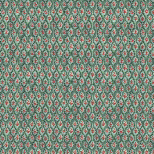 Geometric Green Fabric - Zephyr Printed Cotton Fabric Oasis Voyage Maison