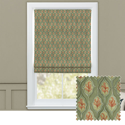 Geometric Green M2M - Zephyr Printed Cotton Made to Measure Roman Blinds Moss Voyage Maison